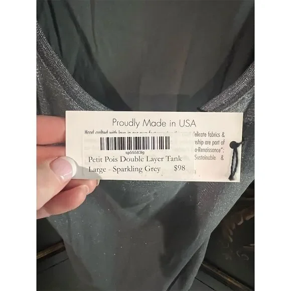 Petit Pois Women's Gray Double Layer Tank Top Size L NWT - Picture 2 of 3